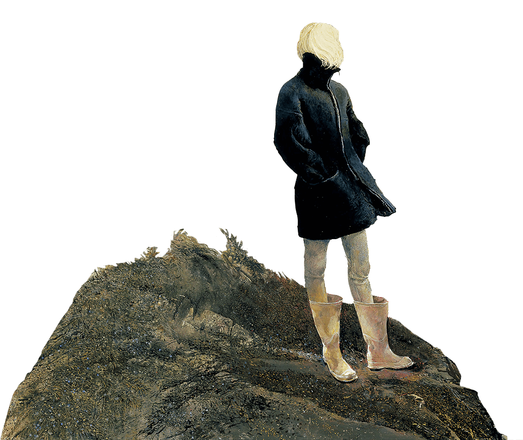 Mysterious figure standing on rock